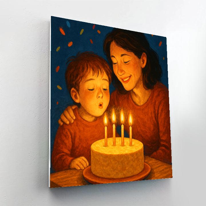 Birthday Candle Wish With Mom Numbered painting kits