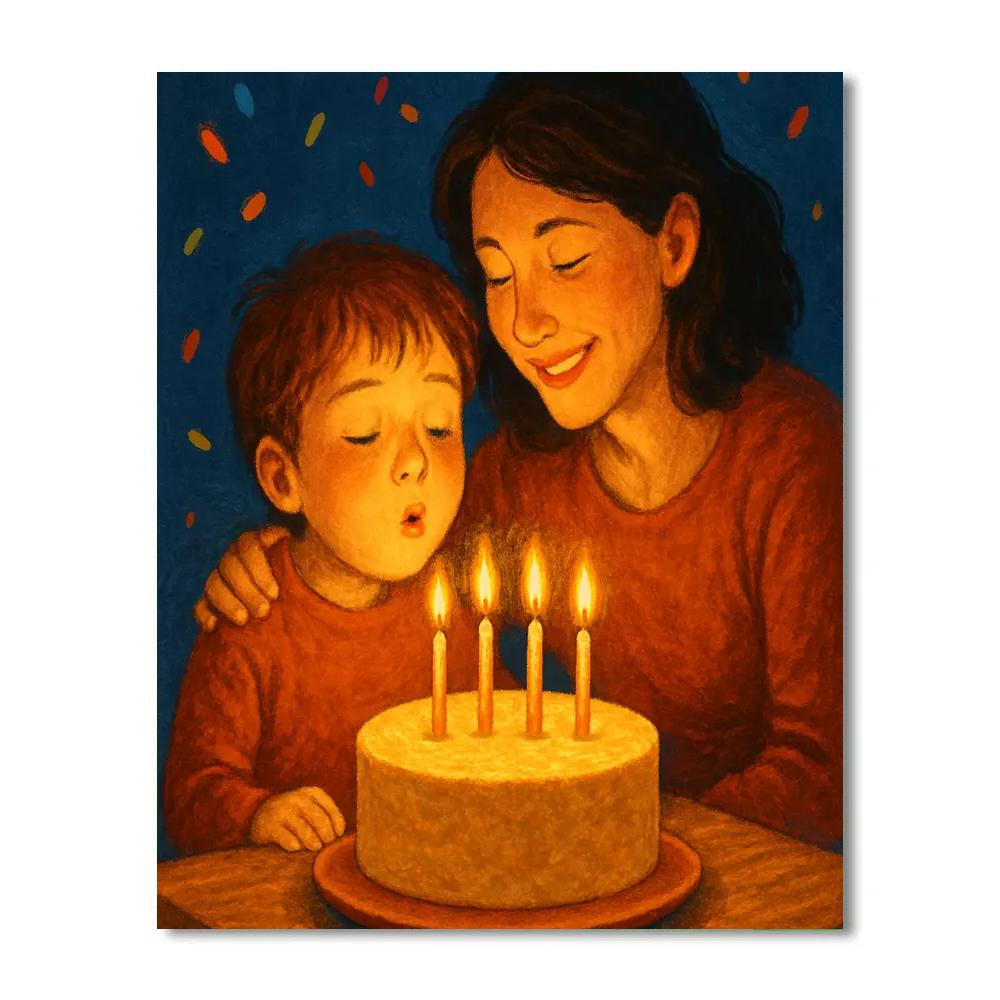 Birthday Candle Wish With Mom Numbered painting kits