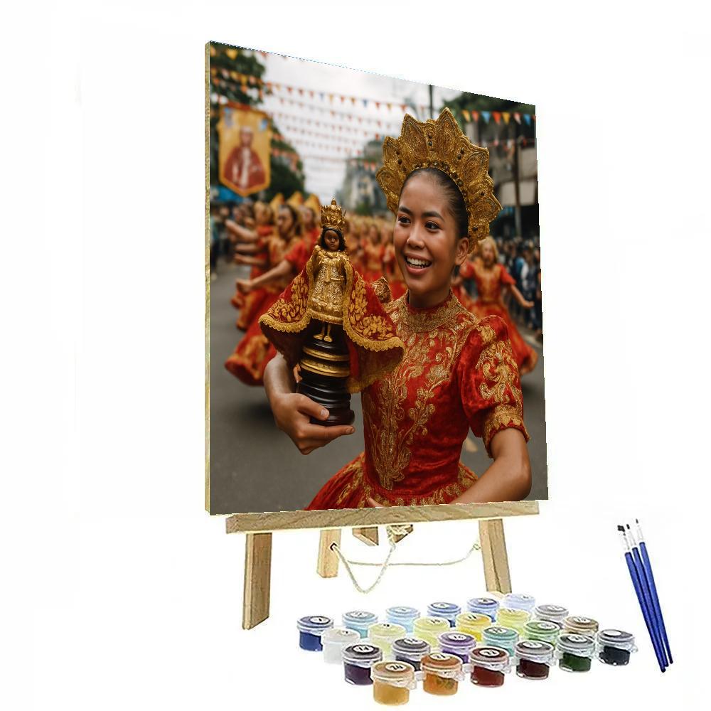 Sinulog Festival Dancers On Cebu City Street Numbered painting kits