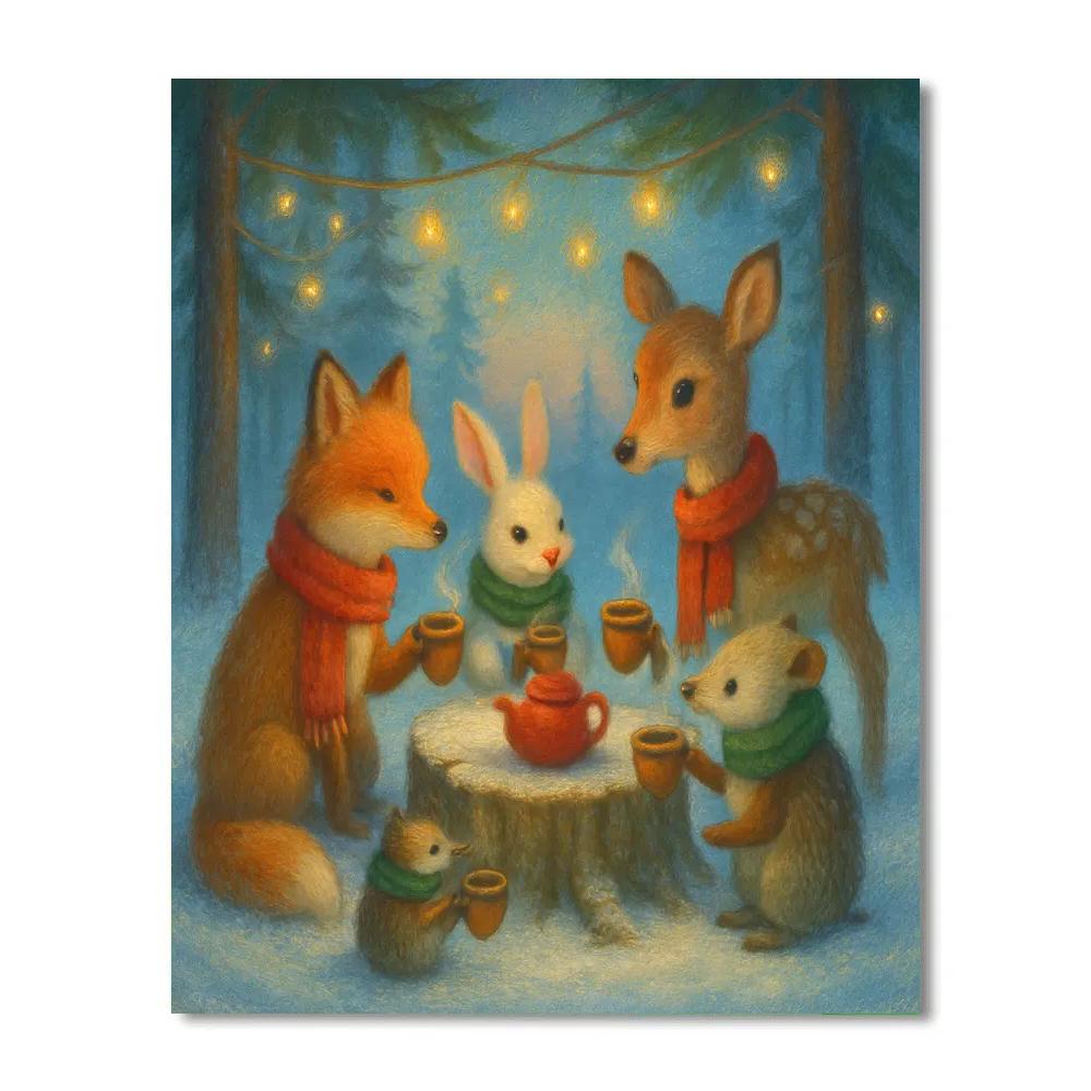 Frosty Woodland Tea Party paint by color