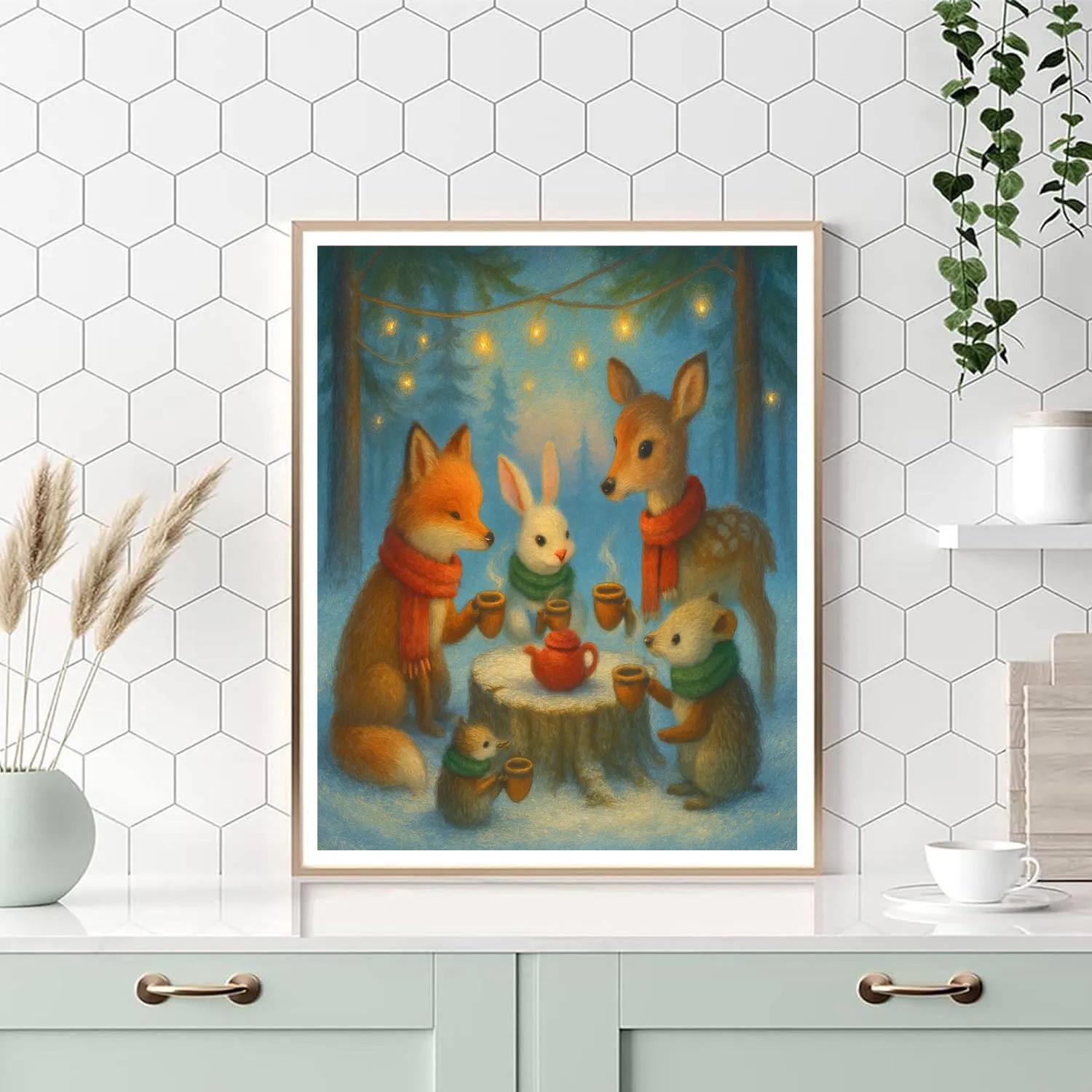 Frosty Woodland Tea Party paint by color