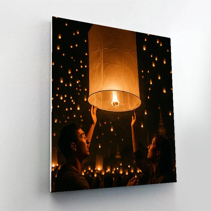 Lantern Festival Sky Release In Yi Peng Chiang Mai paint by color