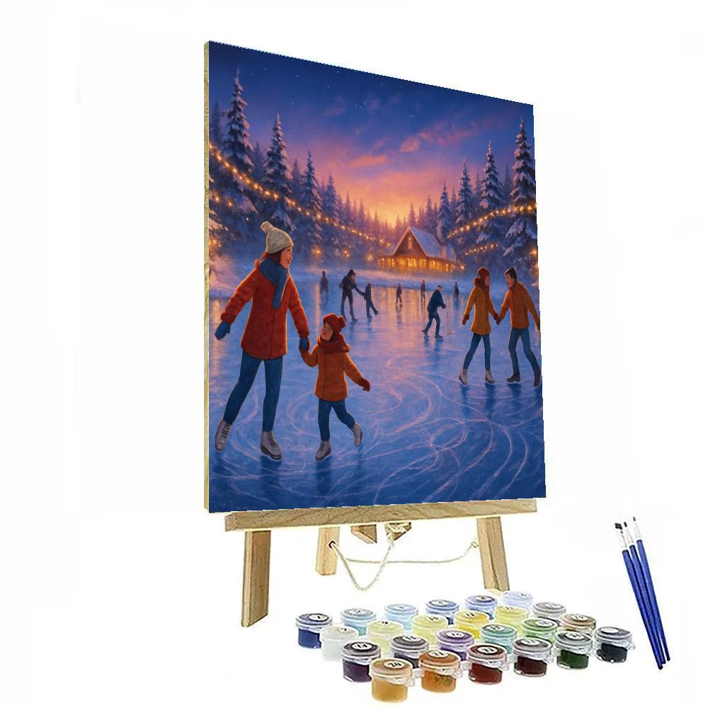 Crystal Lake Christmas Skaters painting number kit