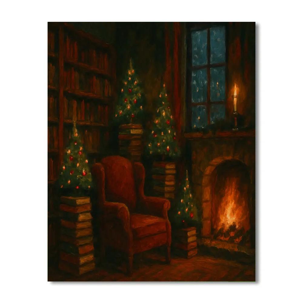 Secret Santa Library Nook Numbered painting kits