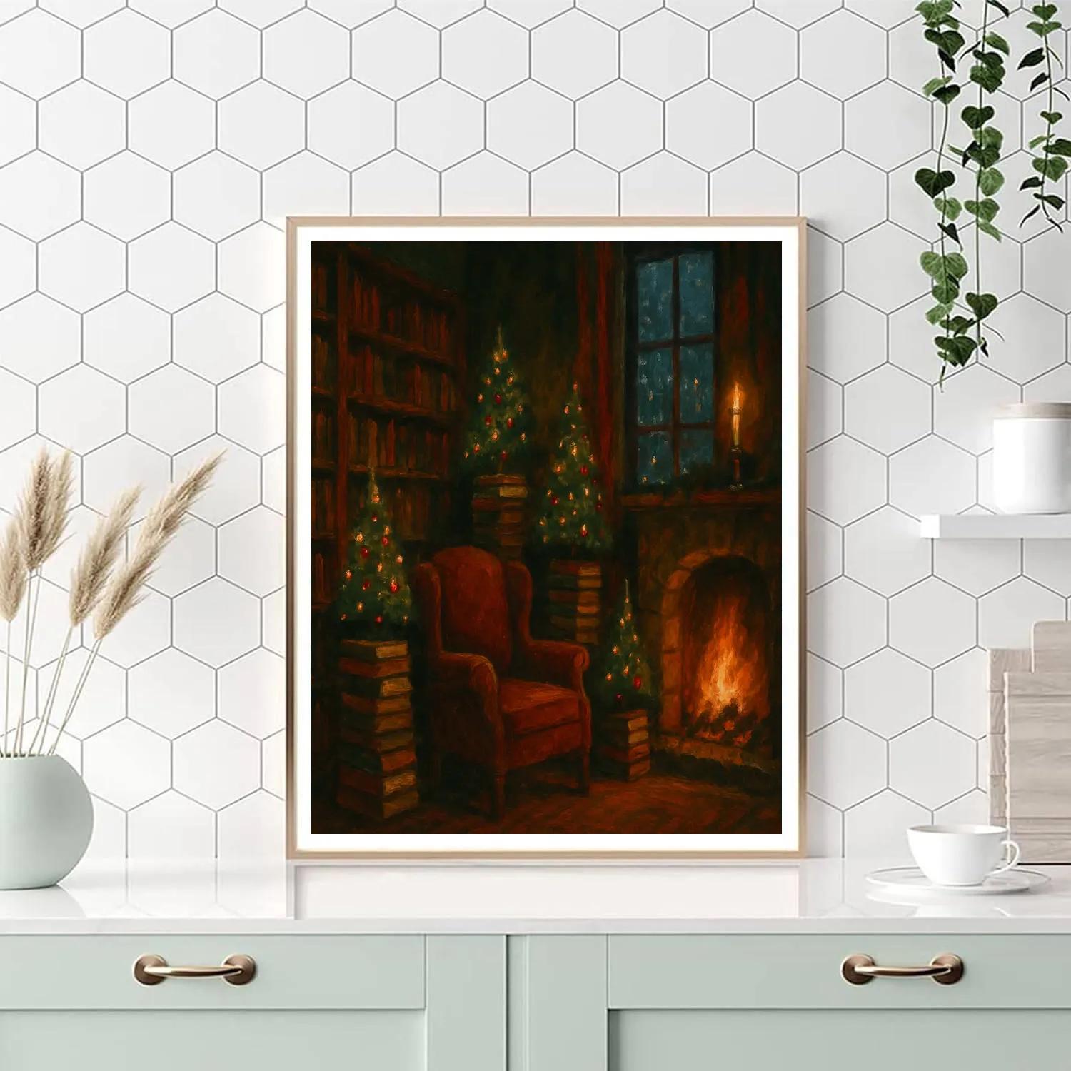 Secret Santa Library Nook Numbered painting kits
