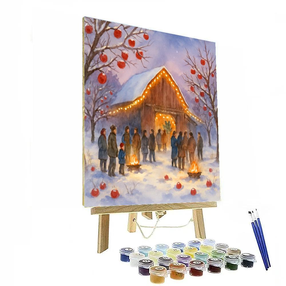 Snowy Orchard Star Barn Paint by numbers art