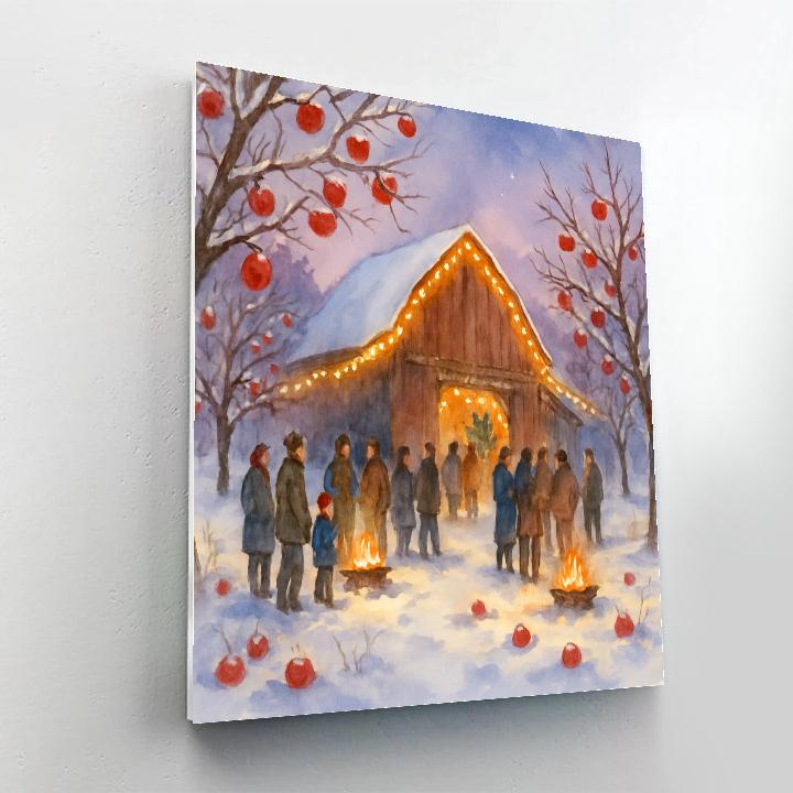 Snowy Orchard Star Barn Paint by numbers art