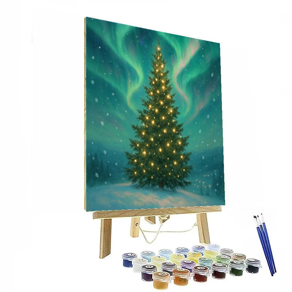 Aurora Christmas Tree On The Hill DIY paint by numbers