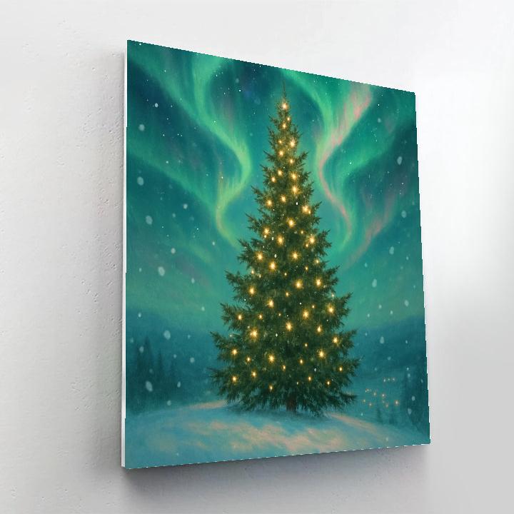 Aurora Christmas Tree On The Hill DIY paint by numbers