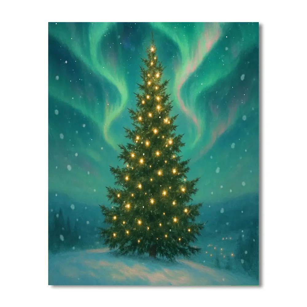Aurora Christmas Tree On The Hill DIY paint by numbers