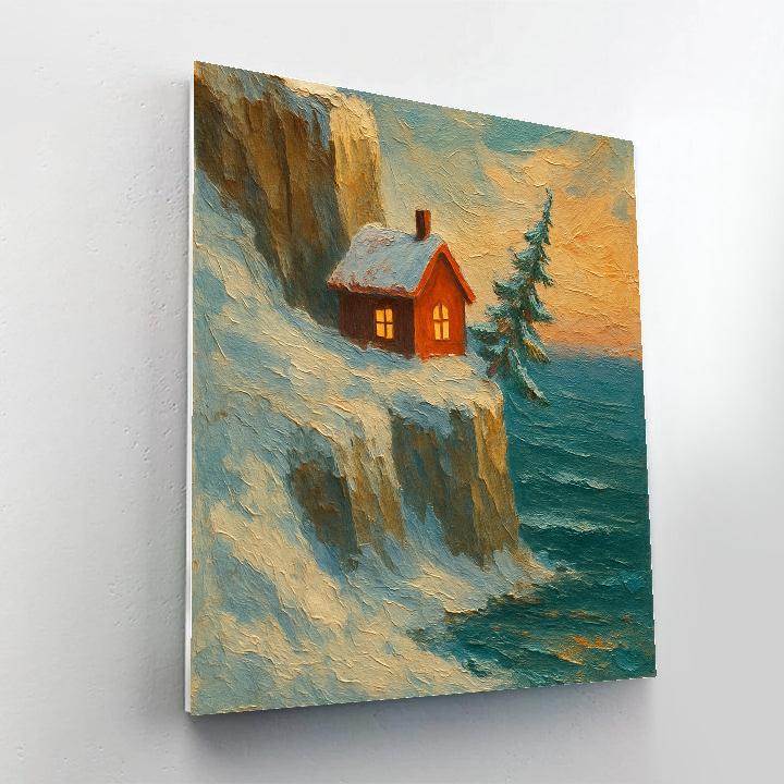 Christmas Cottage On Cliffside Coast Painting by numbers kit