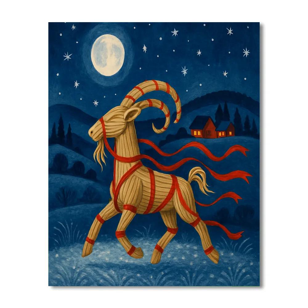 Yule Goat On Frozen Meadow paint by numbers