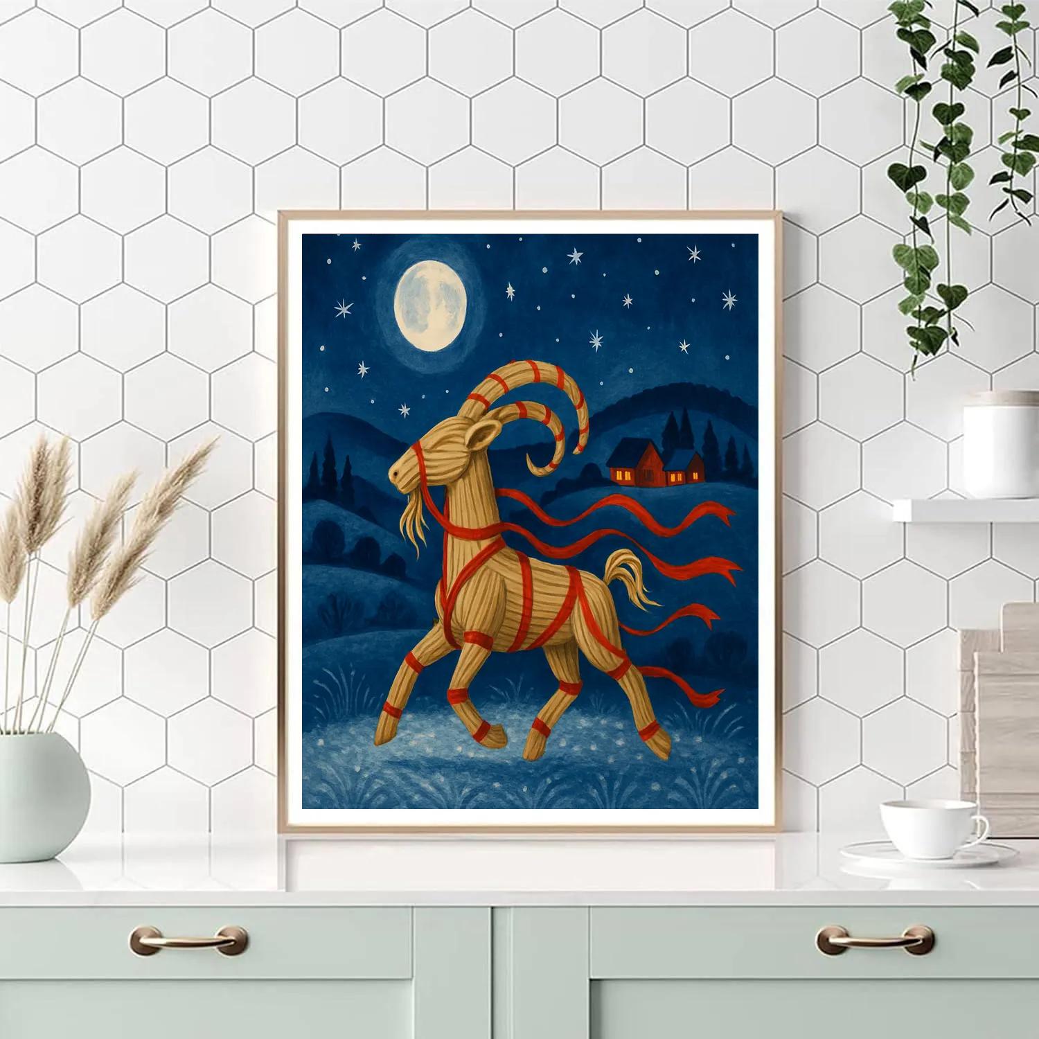 Yule Goat On Frozen Meadow paint by numbers