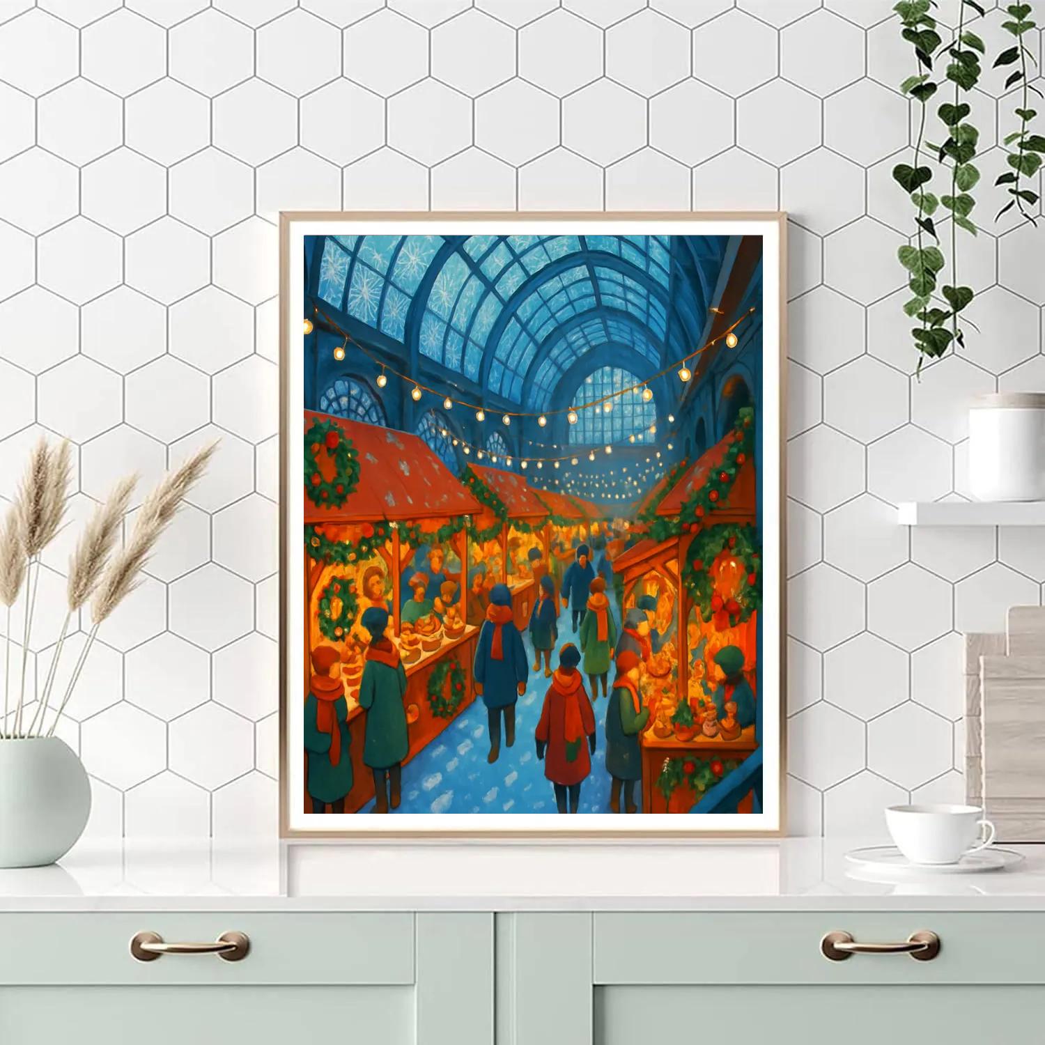 Holiday Market Under Glass Canopy Paint by numbers kits