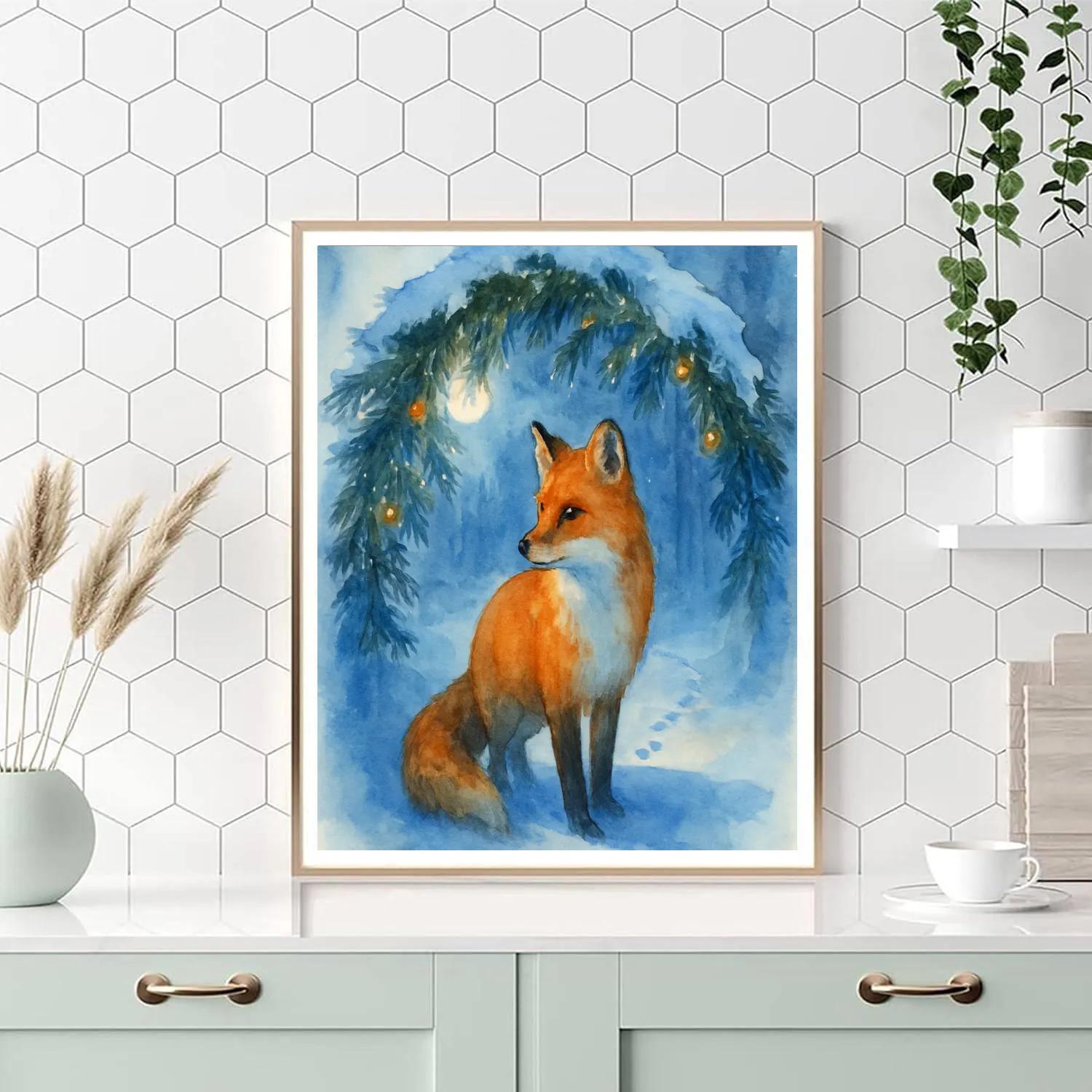 Moonlit Fox By Evergreen Archway paint by color