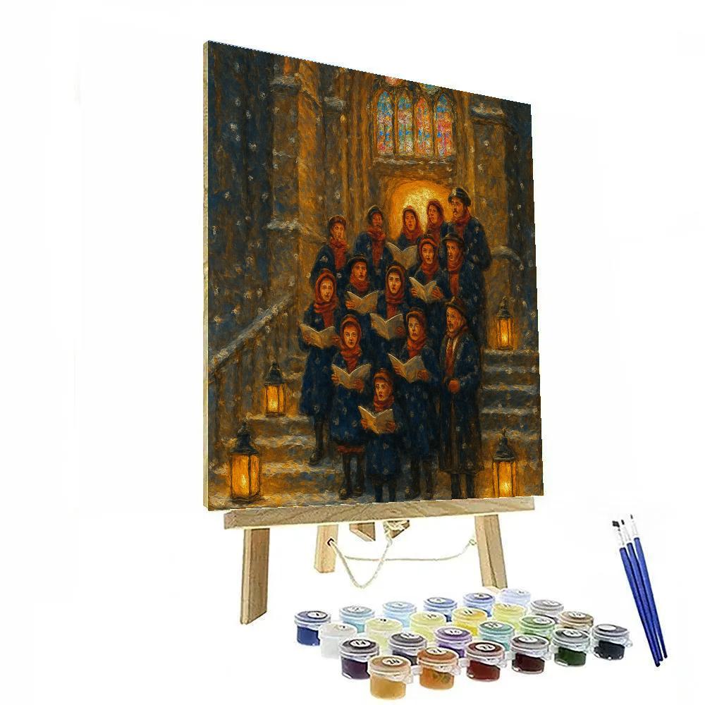 Snowy Choir On Cathedral Steps painting number kit
