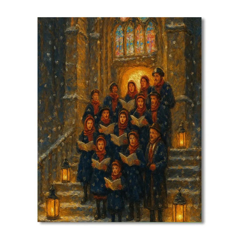 Snowy Choir On Cathedral Steps painting number kit