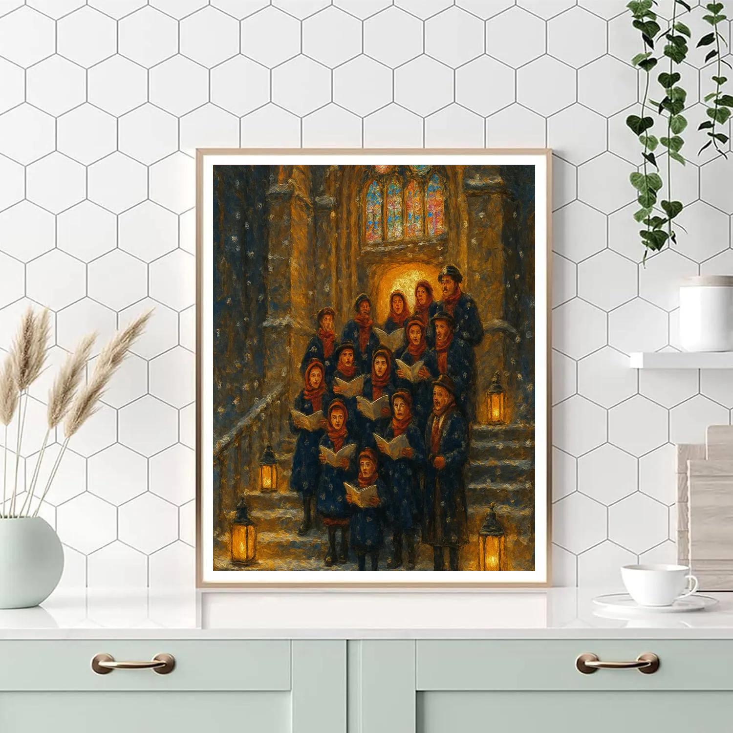 Snowy Choir On Cathedral Steps painting number kit