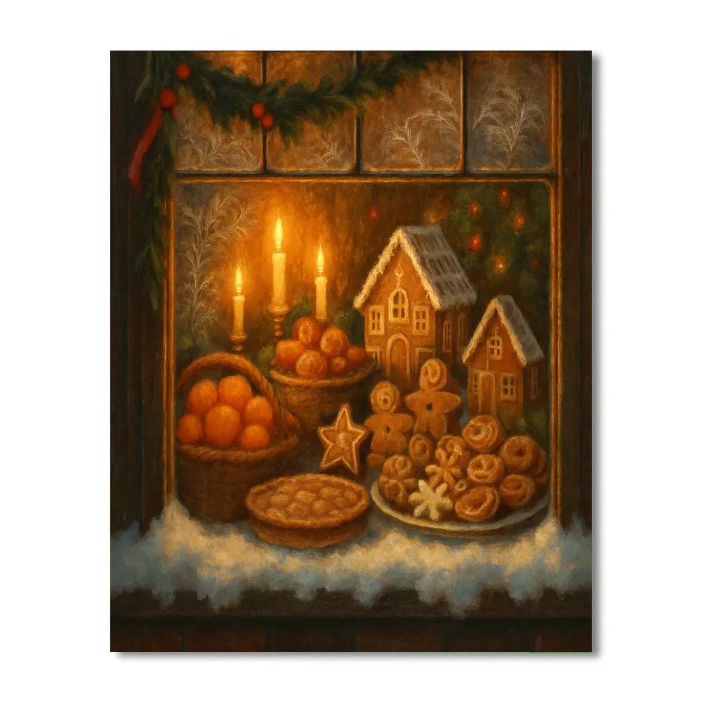 Holiday Bakery Window Glow DIY paint by numbers