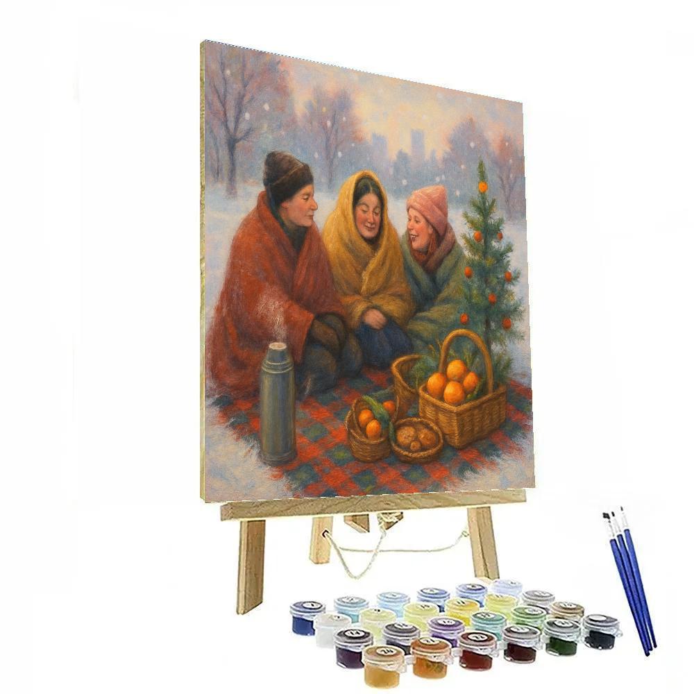 Christmas Picnic In The Snowy Park Paint by numbers art