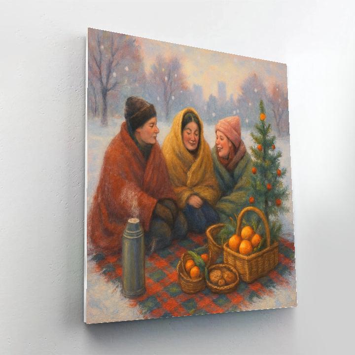 Christmas Picnic In The Snowy Park Paint by numbers art