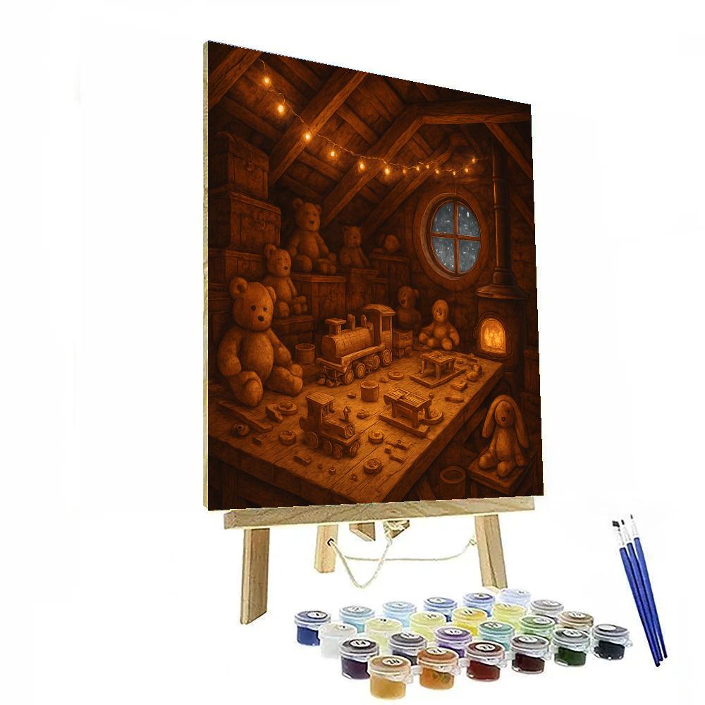 Toy Workshop Under Attic Beams Numbered painting kits