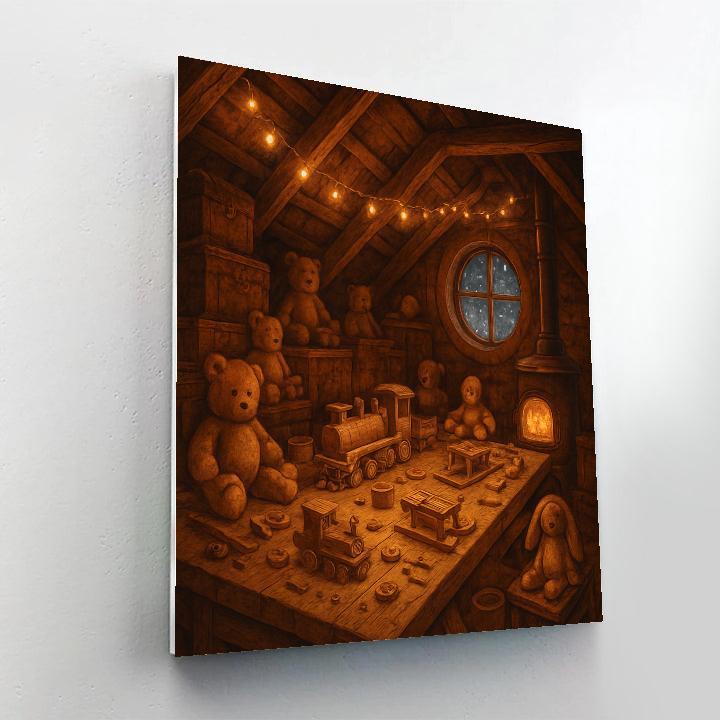 Toy Workshop Under Attic Beams Numbered painting kits