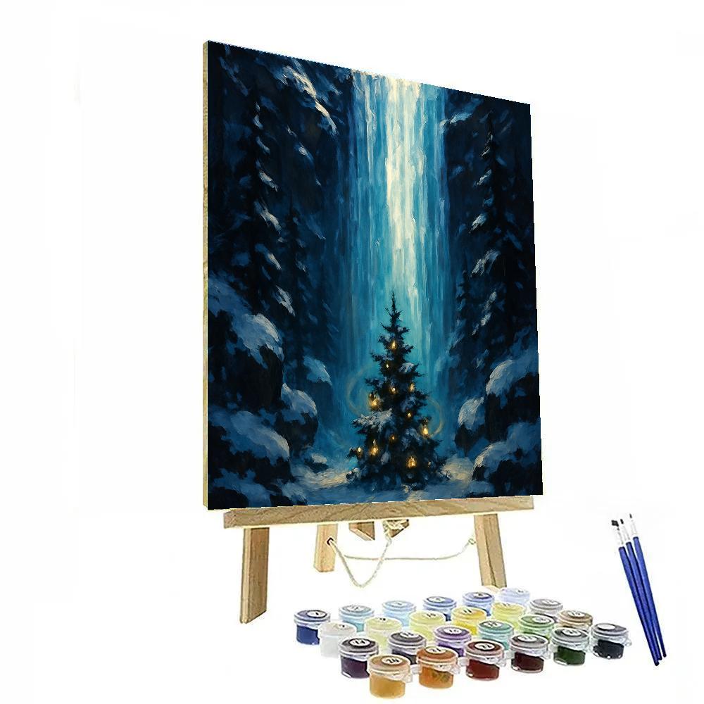 Frozen Waterfall Christmas Shrine paint by number