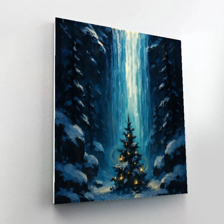 Frozen Waterfall Christmas Shrine paint by number