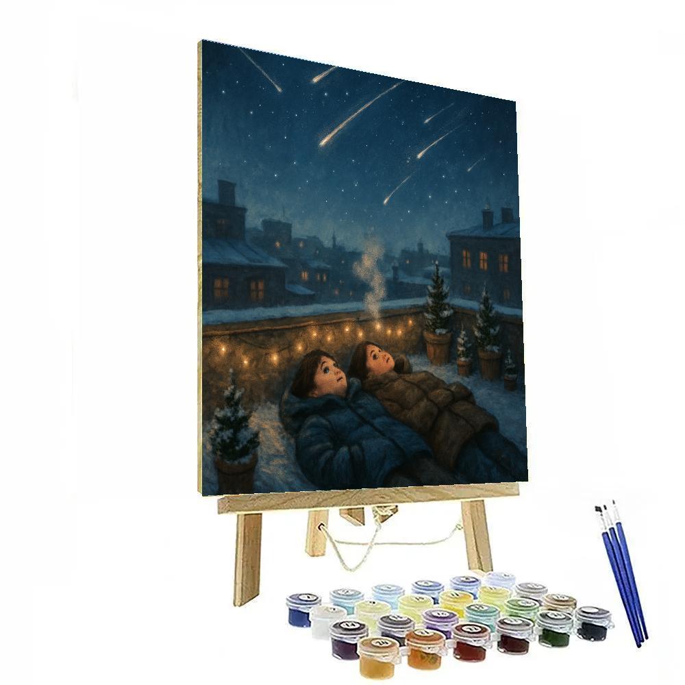 Snowy Rooftop Star Watchers paint by color