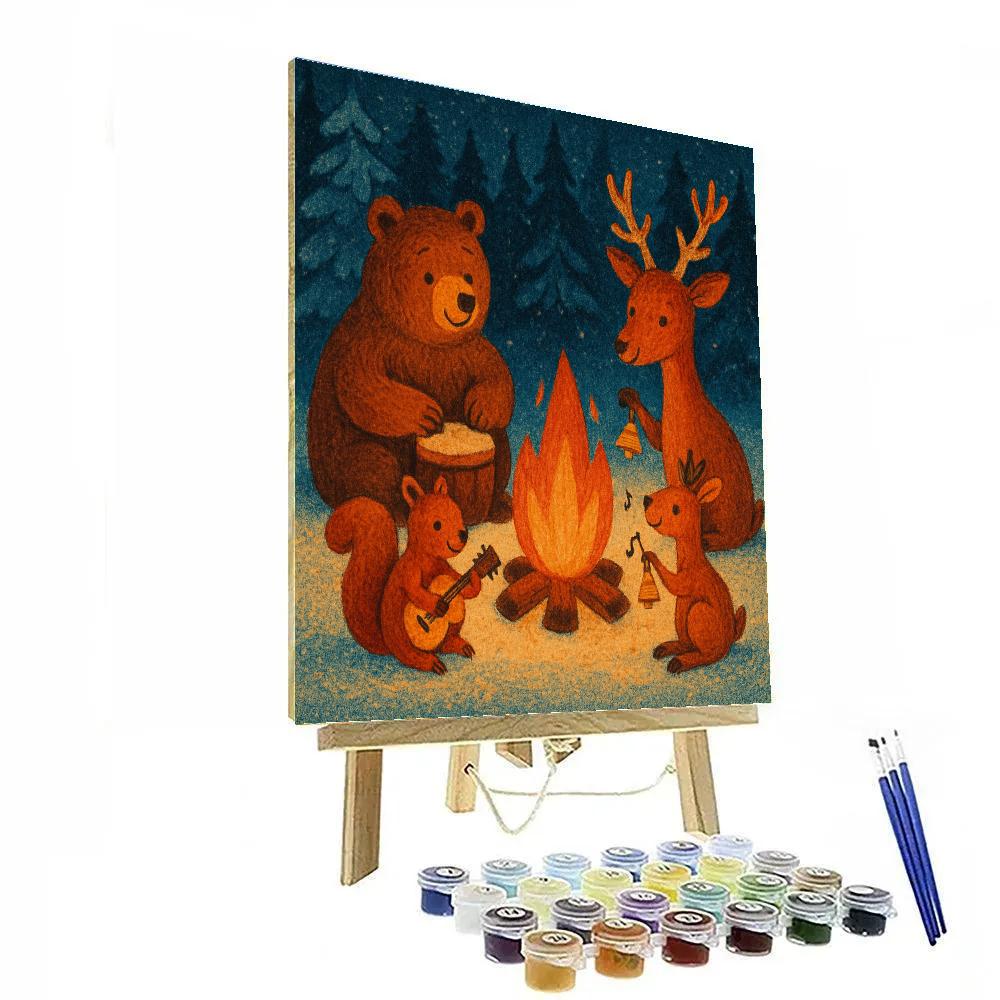 Midwinter Forest Music Circle painting number kit