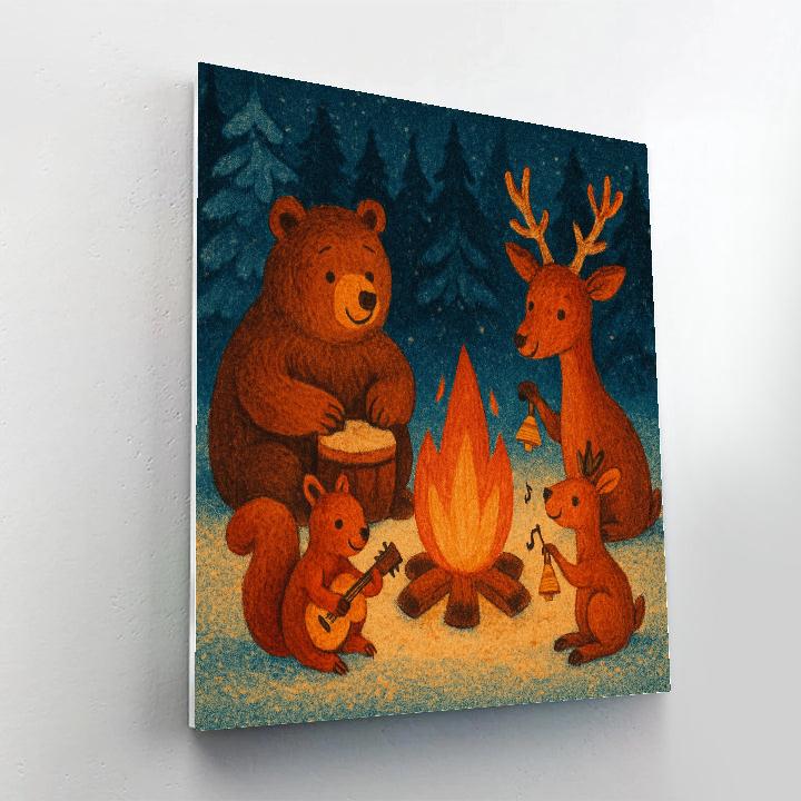 Midwinter Forest Music Circle painting number kit