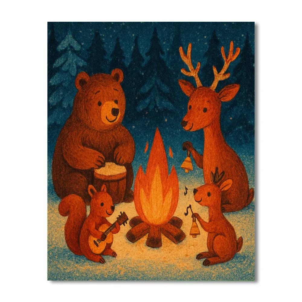 Midwinter Forest Music Circle painting number kit