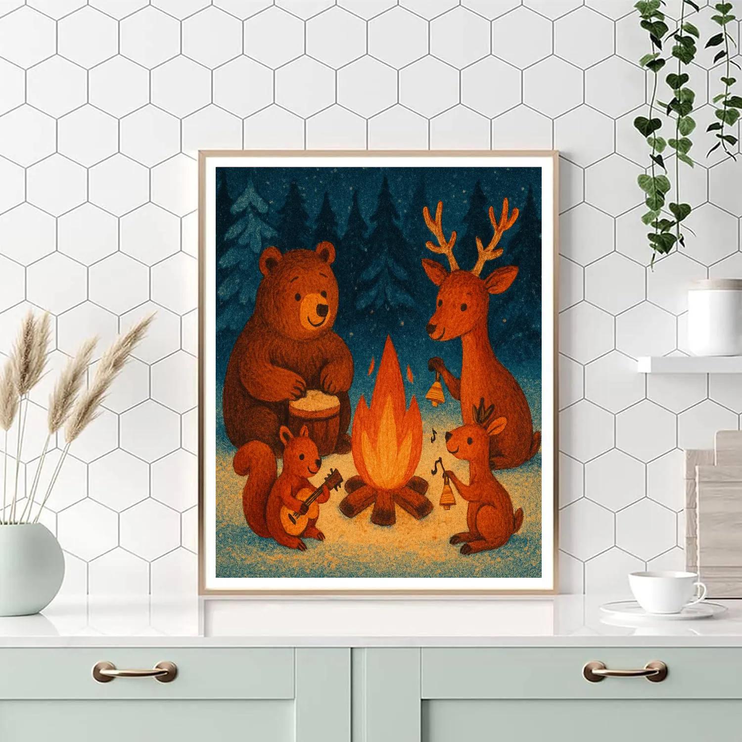 Midwinter Forest Music Circle painting number kit