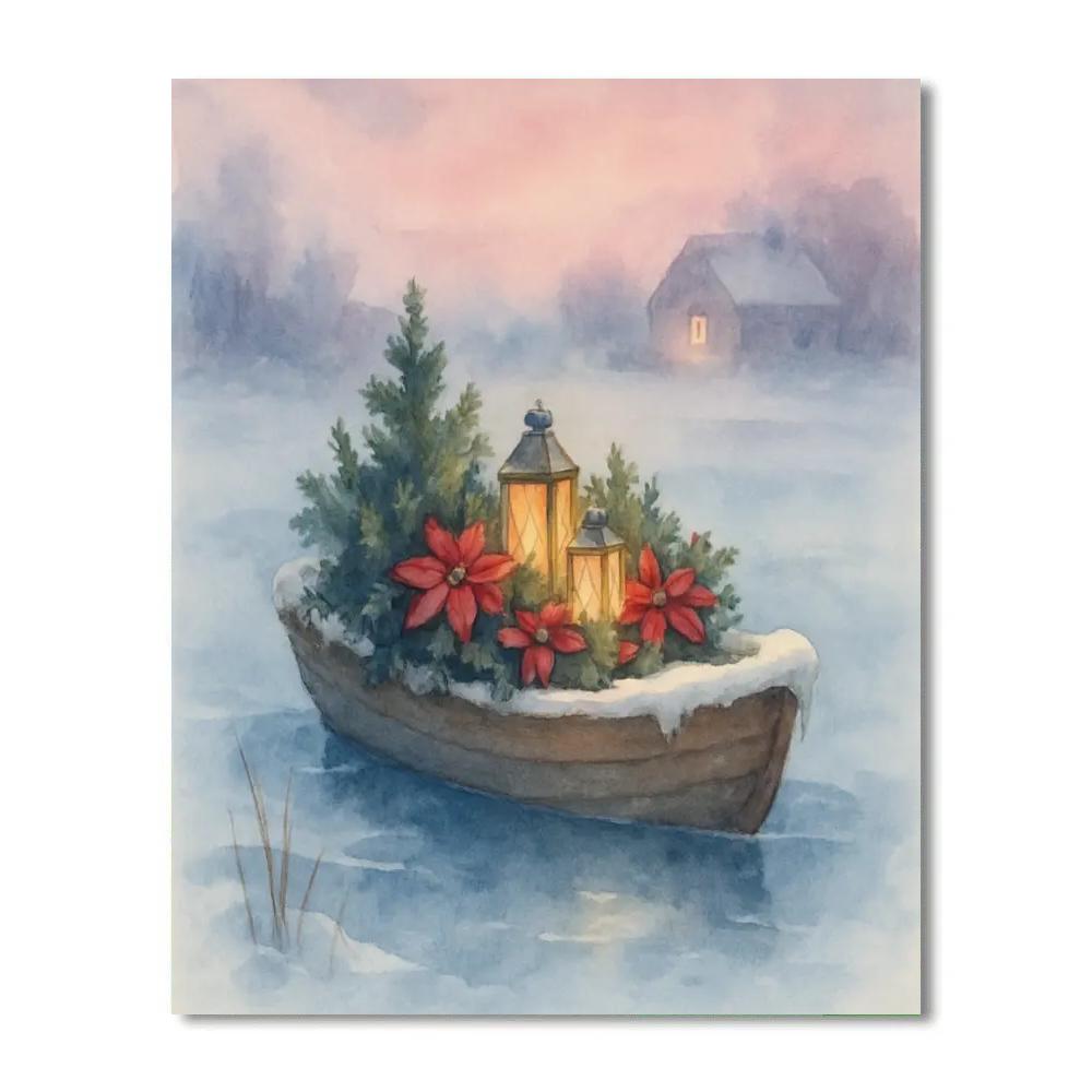 Frozen Pond Lantern Boat paint by color