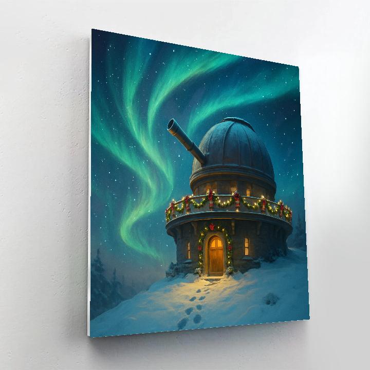 Christmas Eve Snowy Observatory Number painting