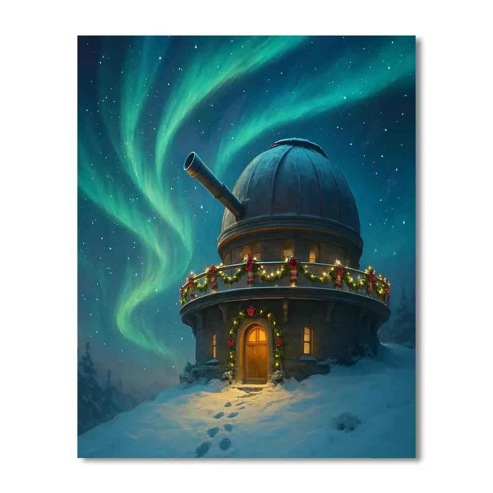 Christmas Eve Snowy Observatory Number painting