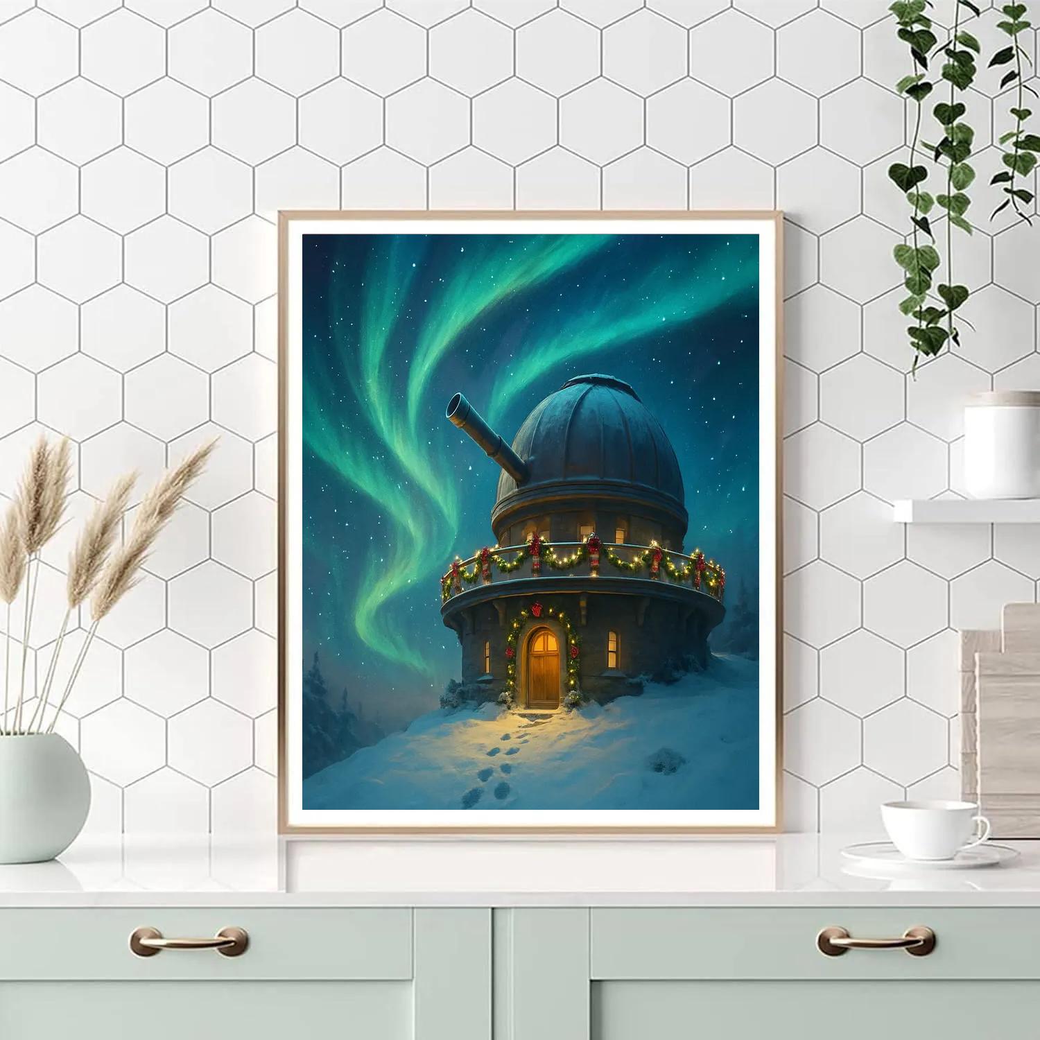 Christmas Eve Snowy Observatory Number painting