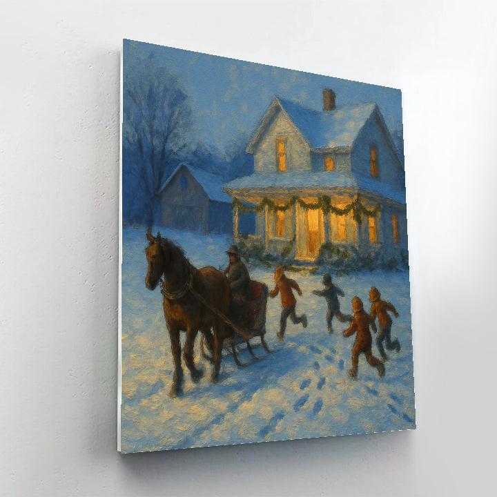 Festive Farmhouse Sled Arrival paint by number