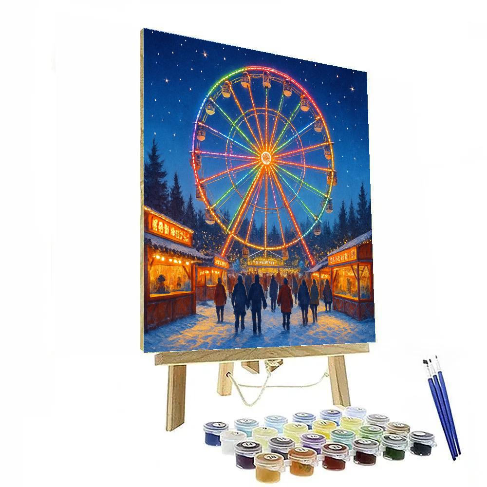 Winter Carnival Ferris Wheel Halo paint by number