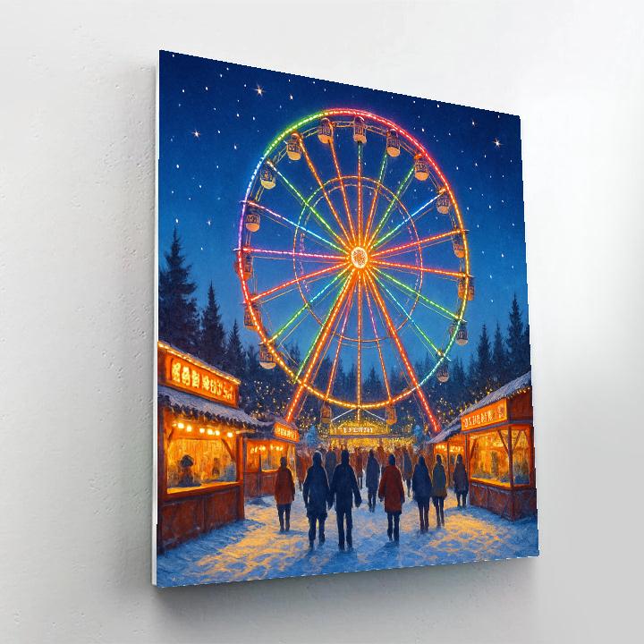 Winter Carnival Ferris Wheel Halo paint by number