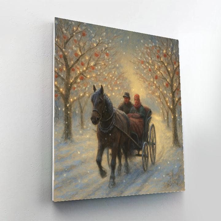 Carriage Ride Through Frosted Orchard Painting by numbers kit