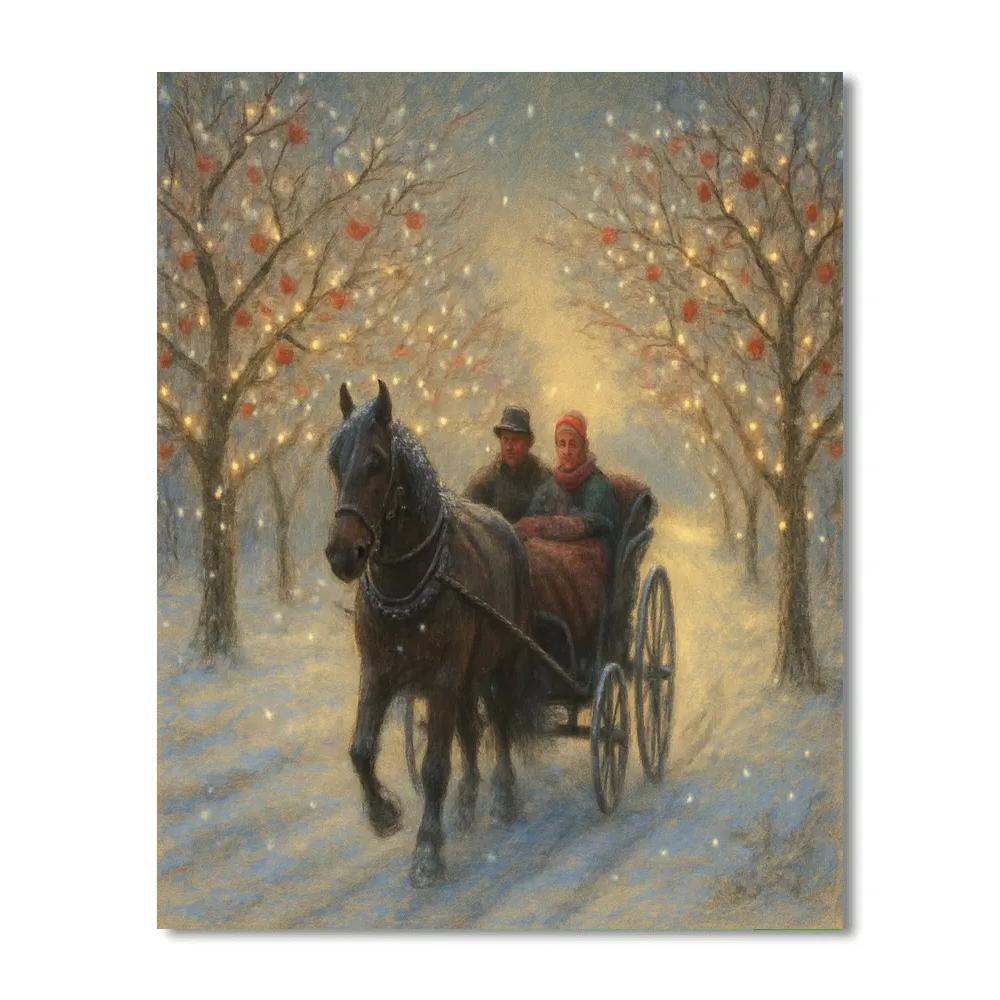 Carriage Ride Through Frosted Orchard Painting by numbers kit
