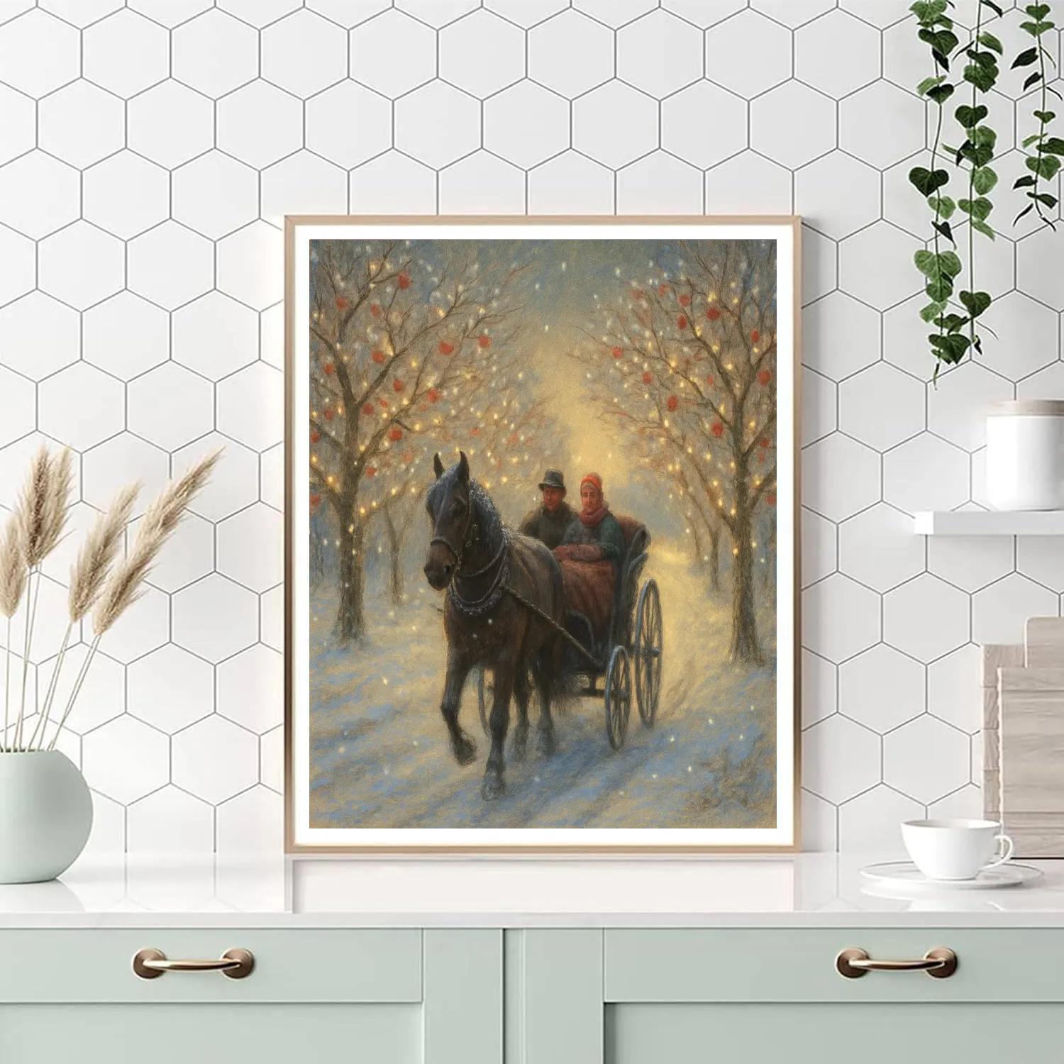 Carriage Ride Through Frosted Orchard Painting by numbers kit