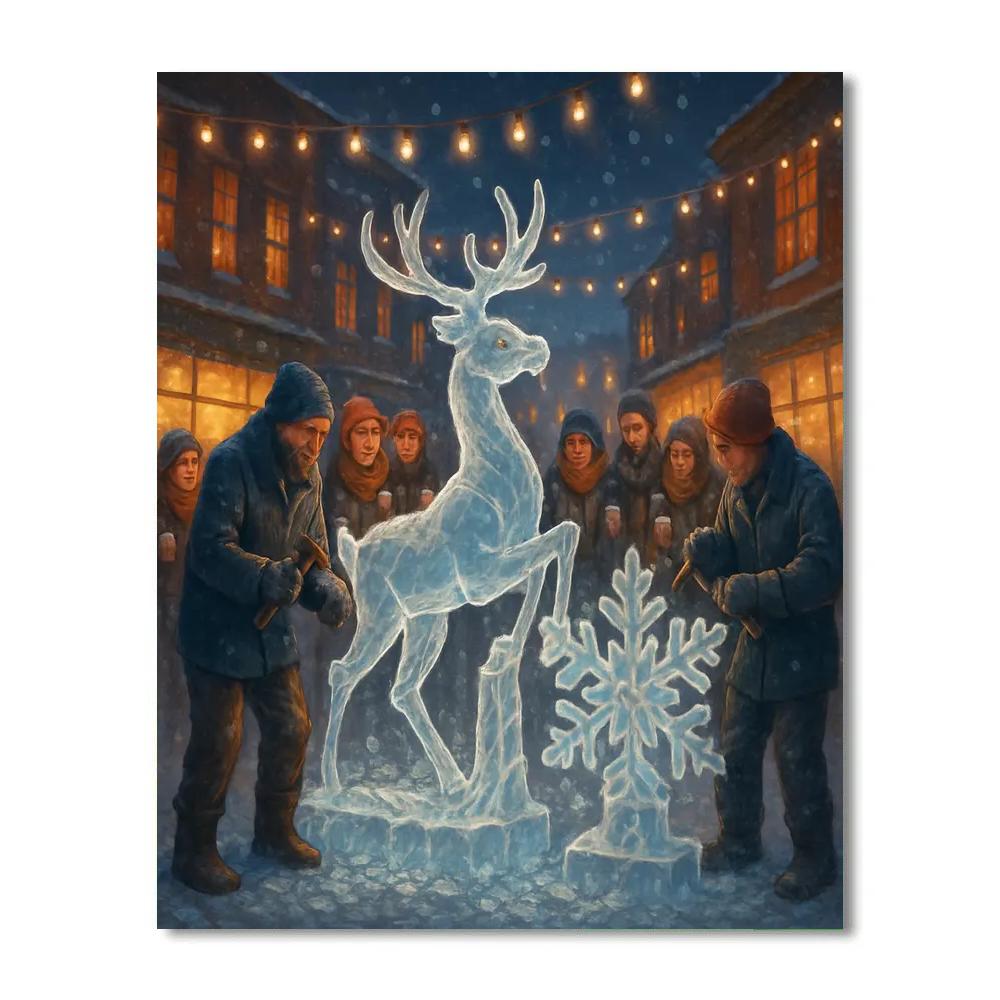Ice Sculptors At Winter Festival painting number kit