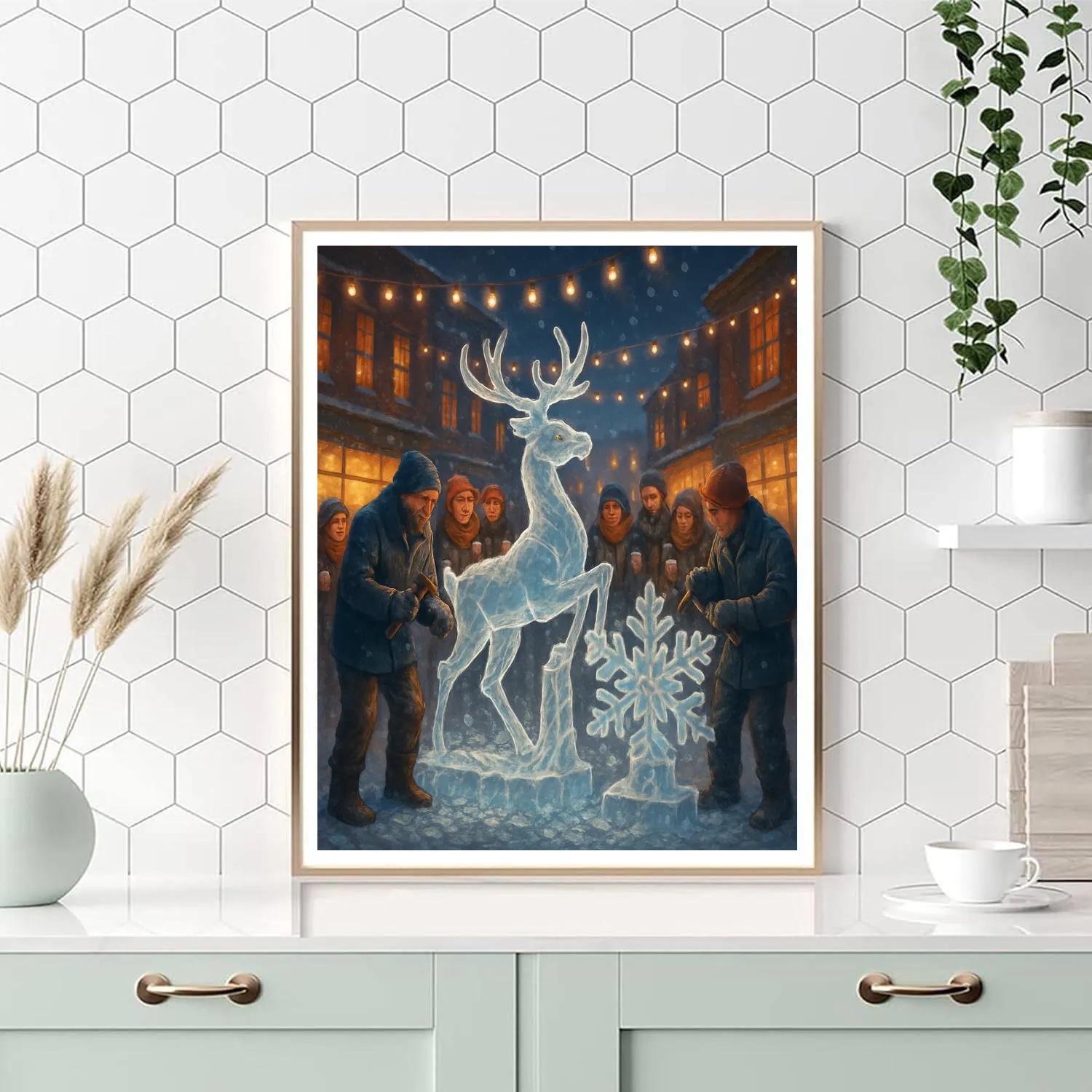 Ice Sculptors At Winter Festival painting number kit