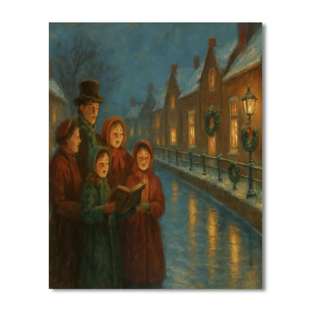 Midnight Carolers By Frozen Canal Painting by numbers kit