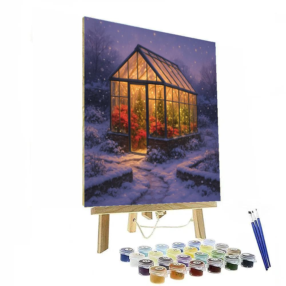 Holiday Greenhouse At Twilight Number painting
