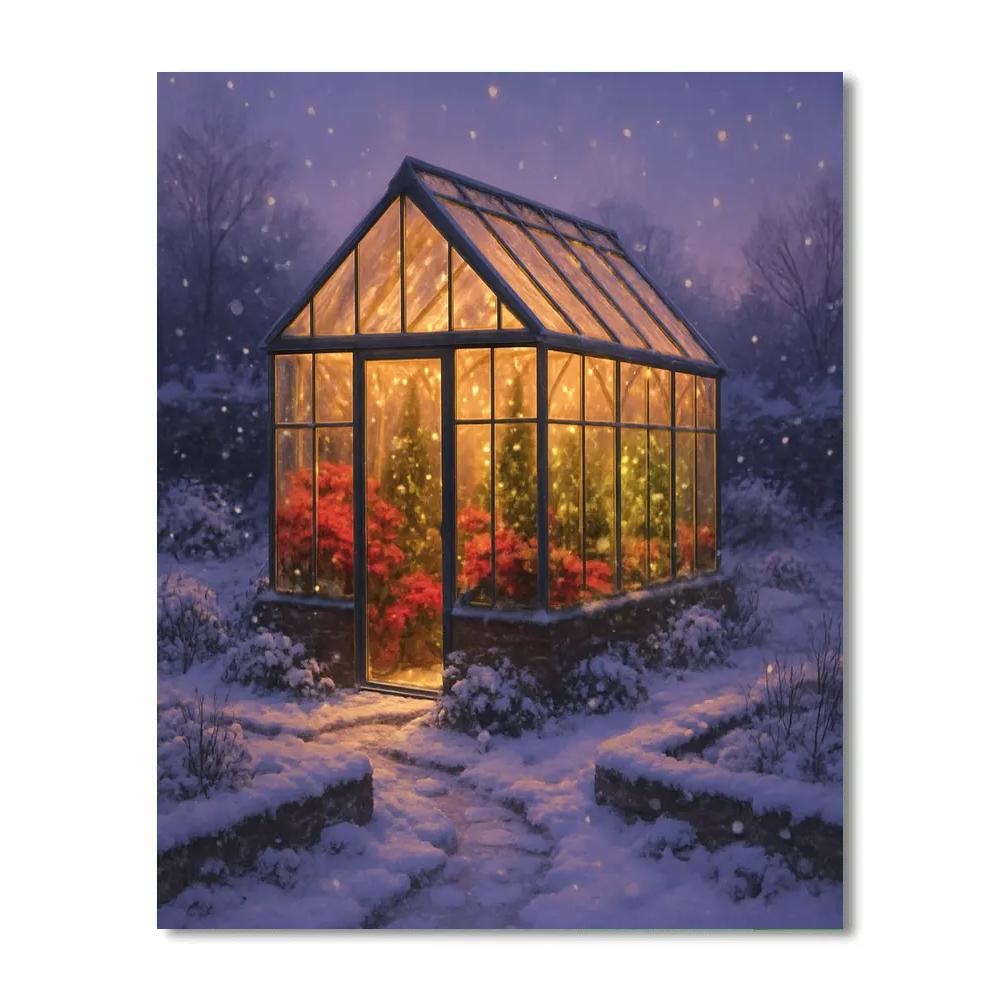 Holiday Greenhouse At Twilight Number painting