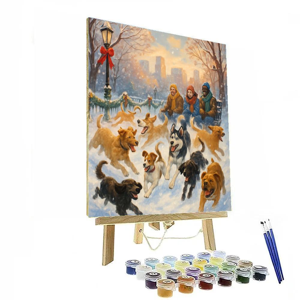 Christmas Dog Park Romp Paint by numbers kits